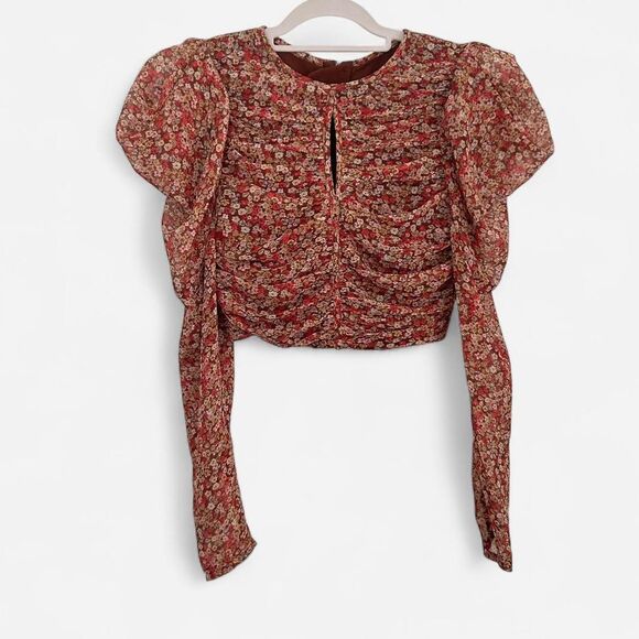 Bardot Revolve Ruched Ditsy Floral Cottagecore Crop Top (XS, NWT) - Picture 2 of 6